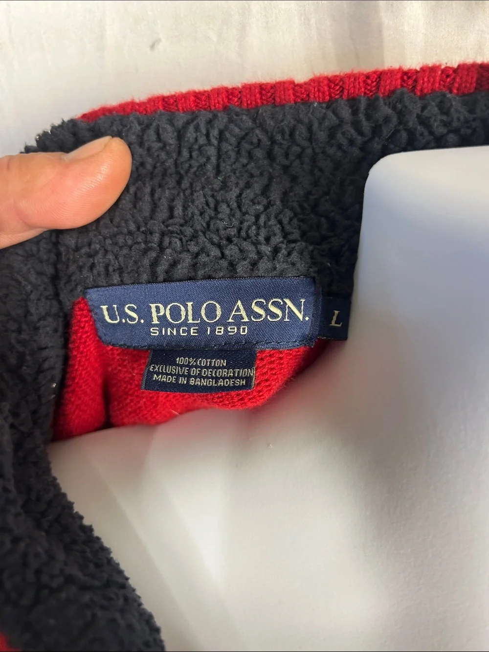 U.S. Polo Assn. Red Cable-Knit Quarter-Zip Sweater